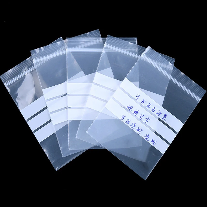 100pcs 10 wire Writing Packaging Remember Note Pouches Plastic Zip Lock Jewelry Bag Write On Seal Self Resealable polythene 2