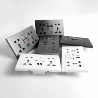 Universal Wall Socket with USB-C USB Charger & Switches, 2 Gang Power Outlet With LED, Flush Mount, AC 110-250V 6