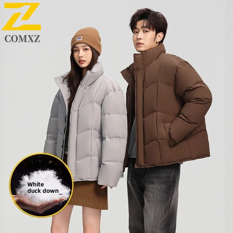 COMXZ High Quality Winter Jacket Stand Collar Solid Color Warm Ski Padded Jacket Streetwear Thick Quilted Jacket Men's Clothing