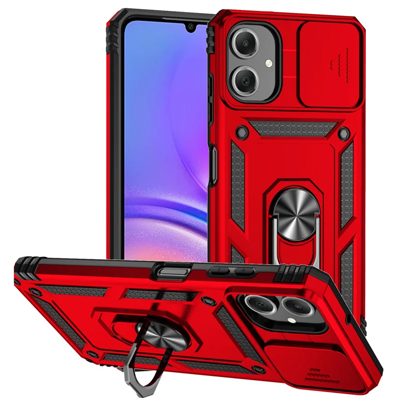 Shockproof Armor Magnetic Ring Stand Phone Case with Slide Camera Cover