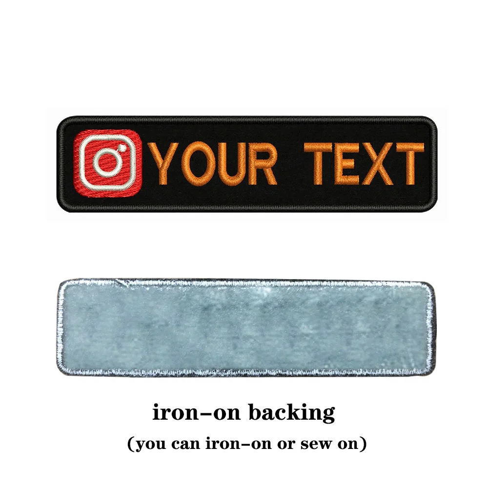 Instagram Logo 10X2.5cm Embroidery Custom Name Text Patch Stripes Badge Iron On Or Velcros Patches 