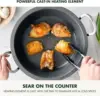 Smart Electric 6QT Skillet Pot,Sear Saute Stir-Fry and Cook Rice, Healthy Ceramic Nonstick and Dishwasher Safe Parts, Easy 6