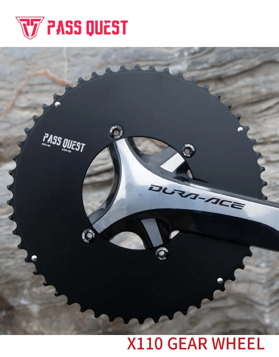 PASS QUEST 110BCD Double Chainring 4-Bolt 46-33T/48-35T/50