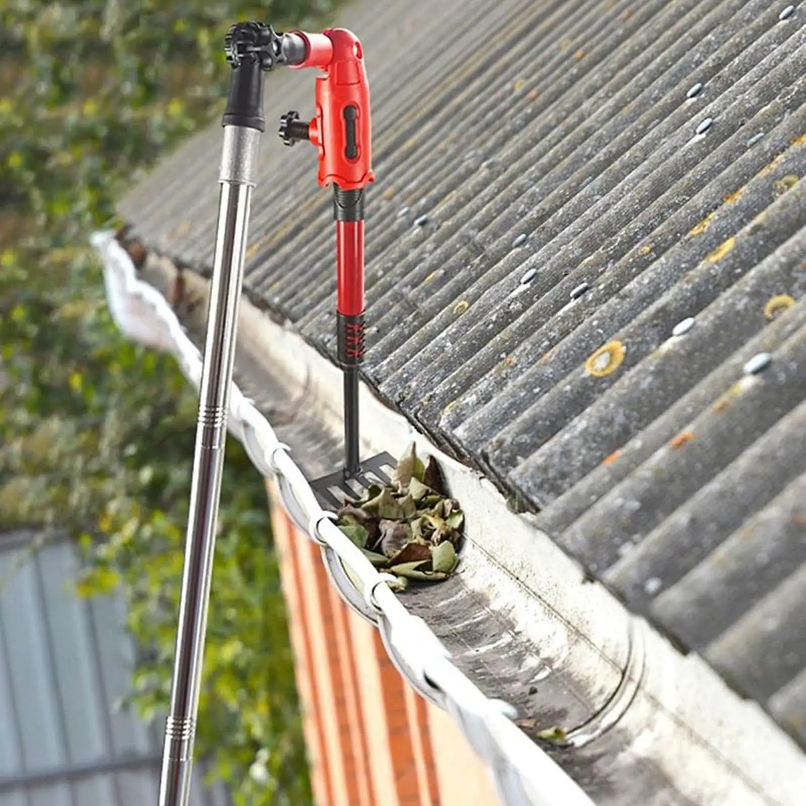 מברשת ניקוי גזר גזר גזר גזר גזר גזר עם מוט טלסקופי ללא צורך במדרגות 10.5 רגל מוט ארוך לגג