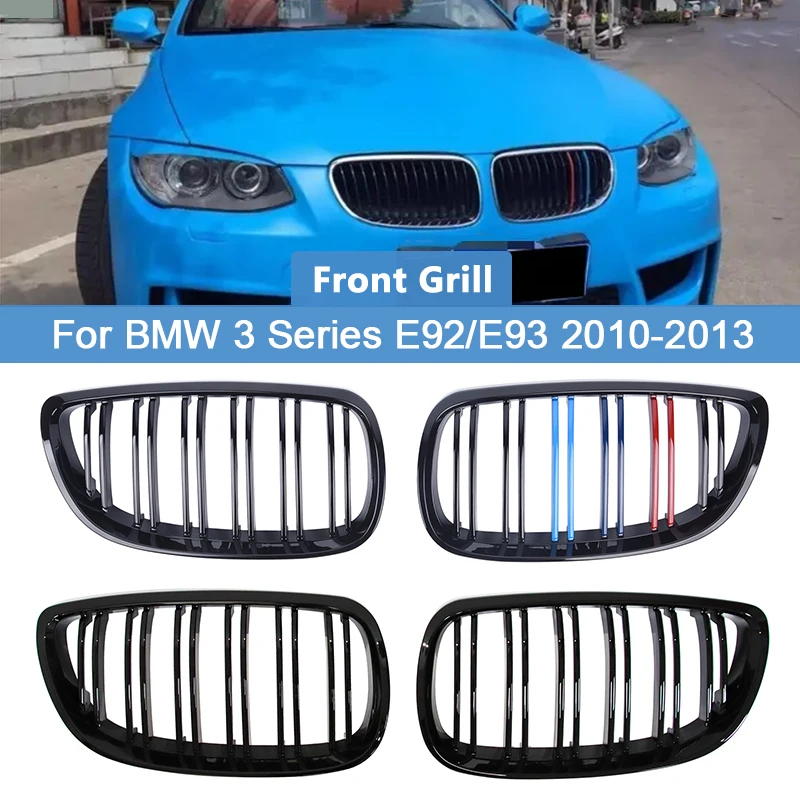 

M Color Glossy Black Double Line Bumper Grille for BMW 3 Series E92 E93 Car Kidney Grille M3 320i 325i 330i Coupe 2010-2013