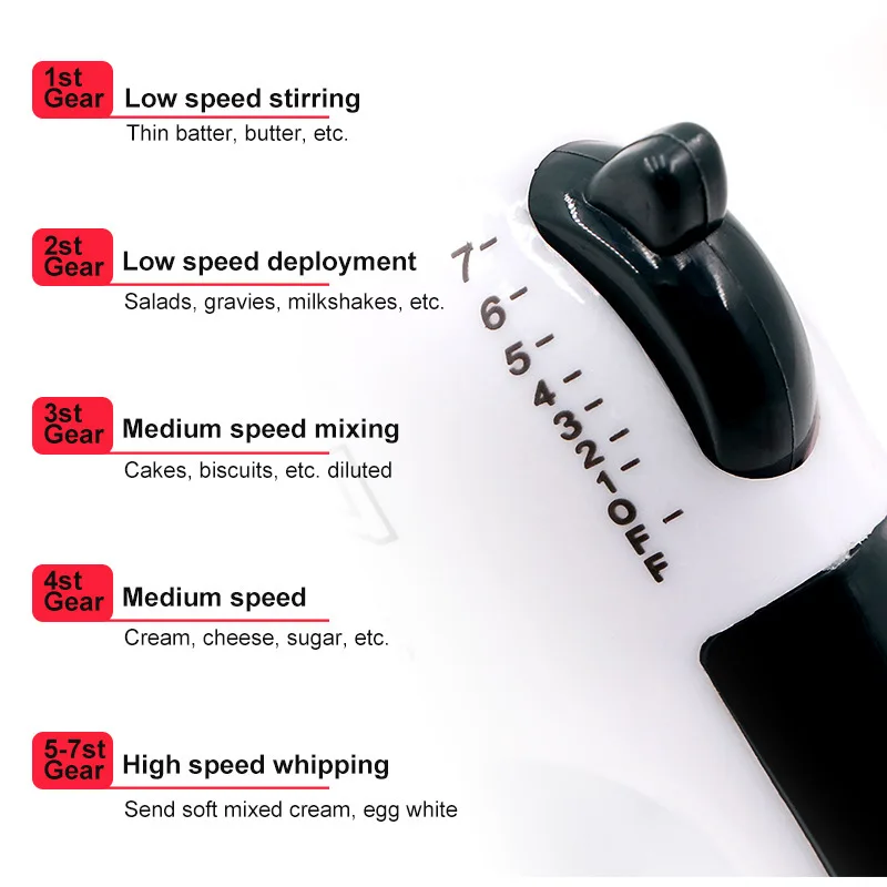 7-speed Adjustable Electric Milk Frother 110V 220V Household Multifunctional Handheld Egg Beater Noodle Baking Mixer 4