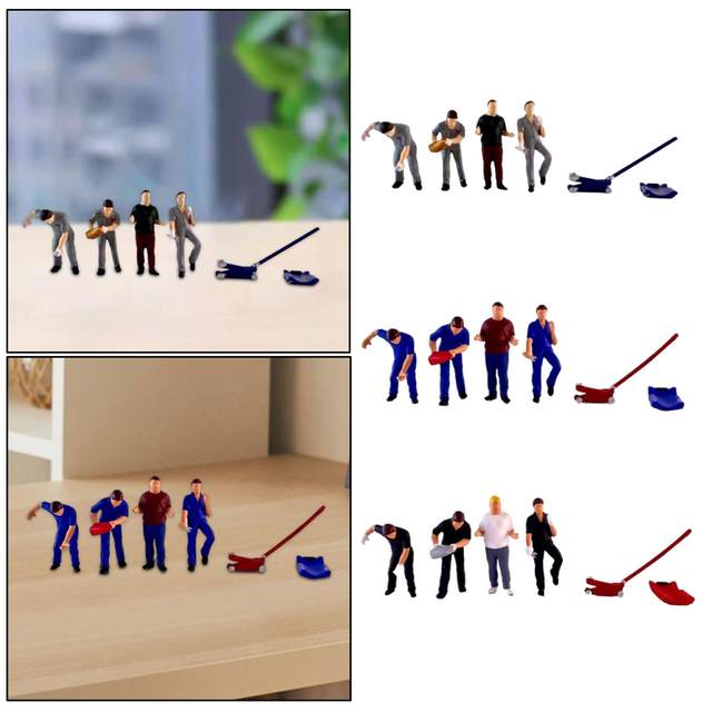 4Pcs 1/64 Scale Diorama Figures Painted for Model Building Kits Model Trains Architecture Model Micro Landscape Desktop Ornament