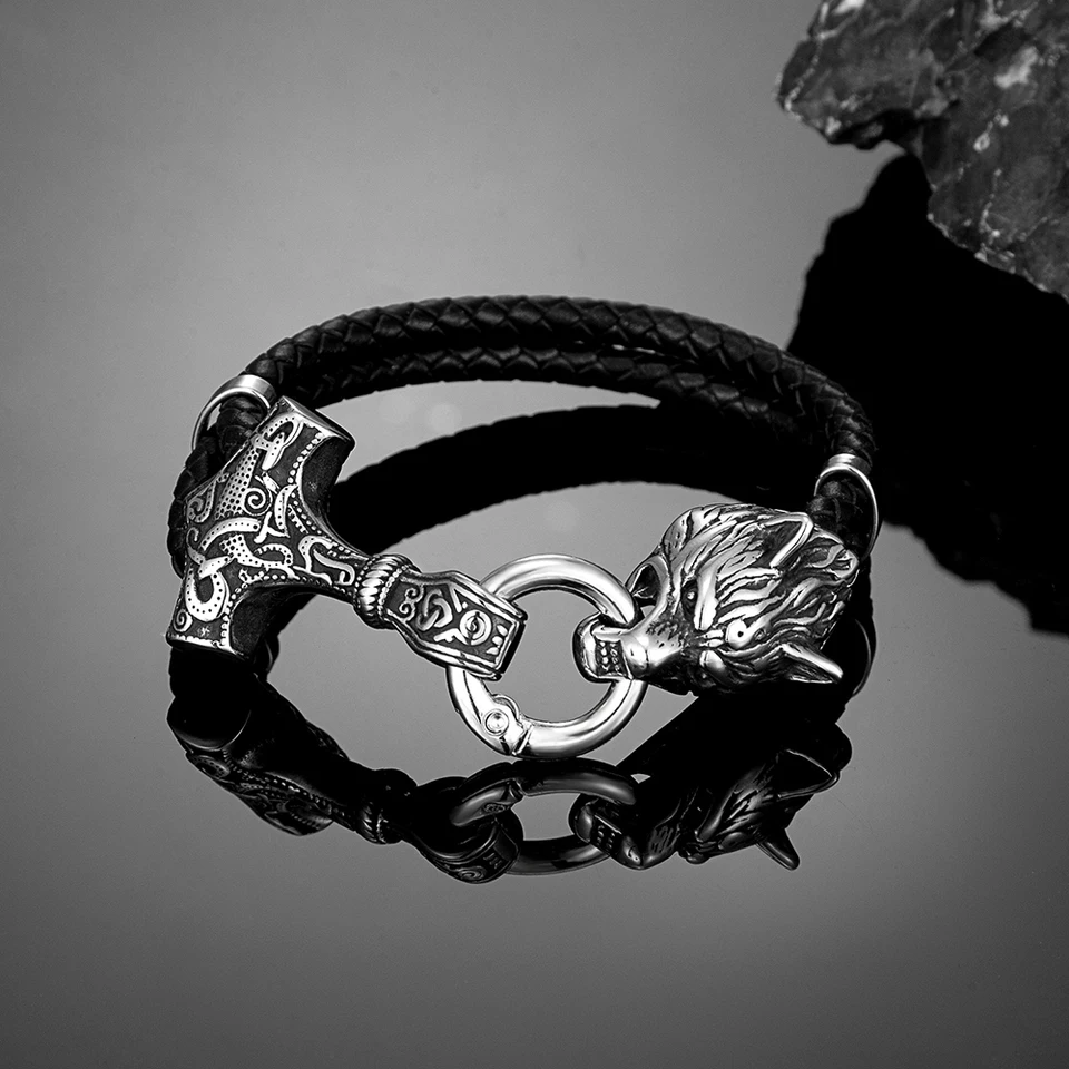 Dawapara Braccialetto Agnetico Da Uoo In Lega Con Lupo Vichingo - Foto 9