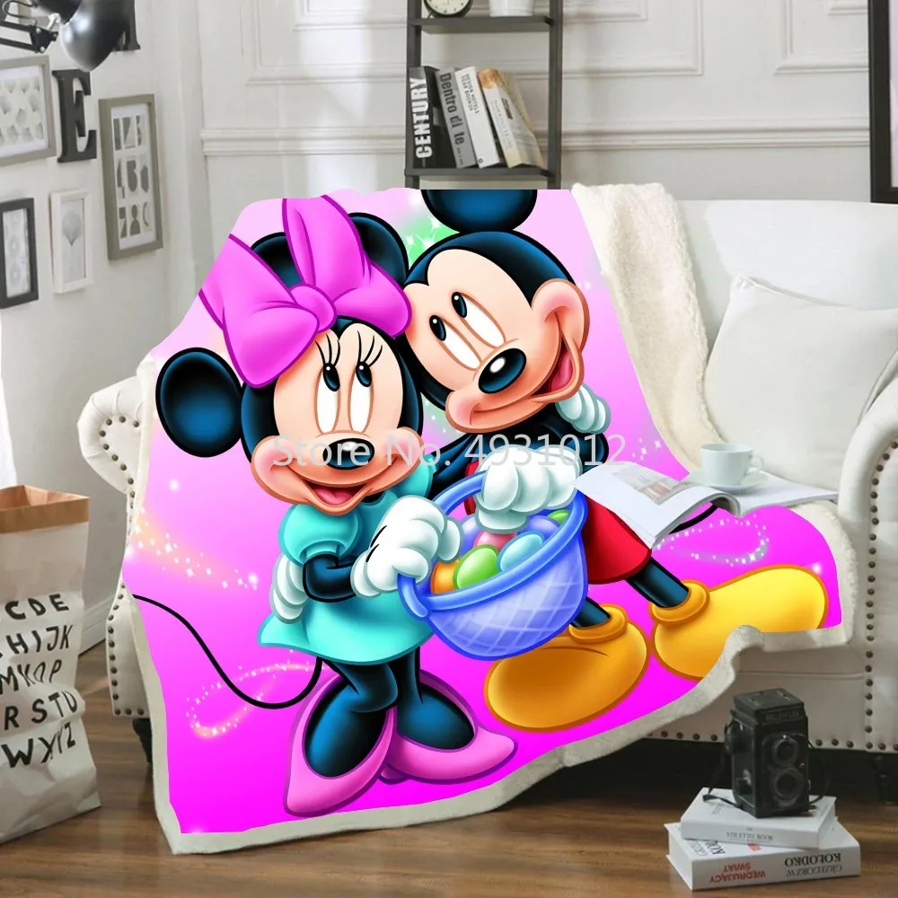 

Disney Minnie Mickey Mosue Easter Gifts Babies Plush Blanket Throw Sofa Bed Cover Single Twin Bedding for Baby Boys Girls Kids
