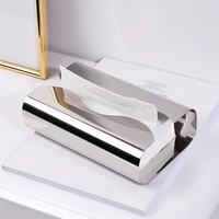 Stainless Steel Mirror Tissue Box, Silver, Minimalist, for Home Decoration, Hotel, 1 2
