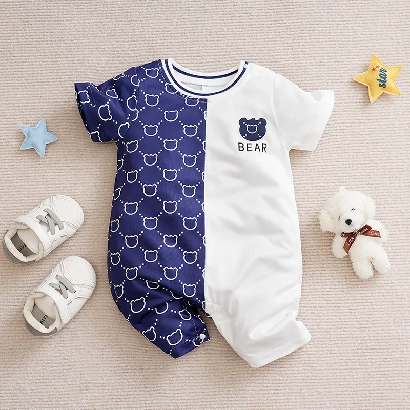 Newborn Clothes Cute Cartoon Patchwork Teddy Bear Comfortable And