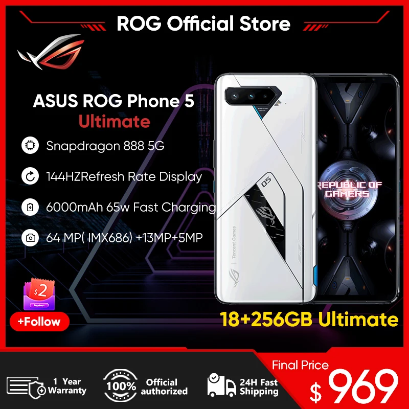 ASUS ROG Phone 5 Ultimate 5G Smartphone Snapdragon 888 6.78'' 144Hz AMOLED  6000mAh 65W Fast charging Gaming Phone NFC Global ROM