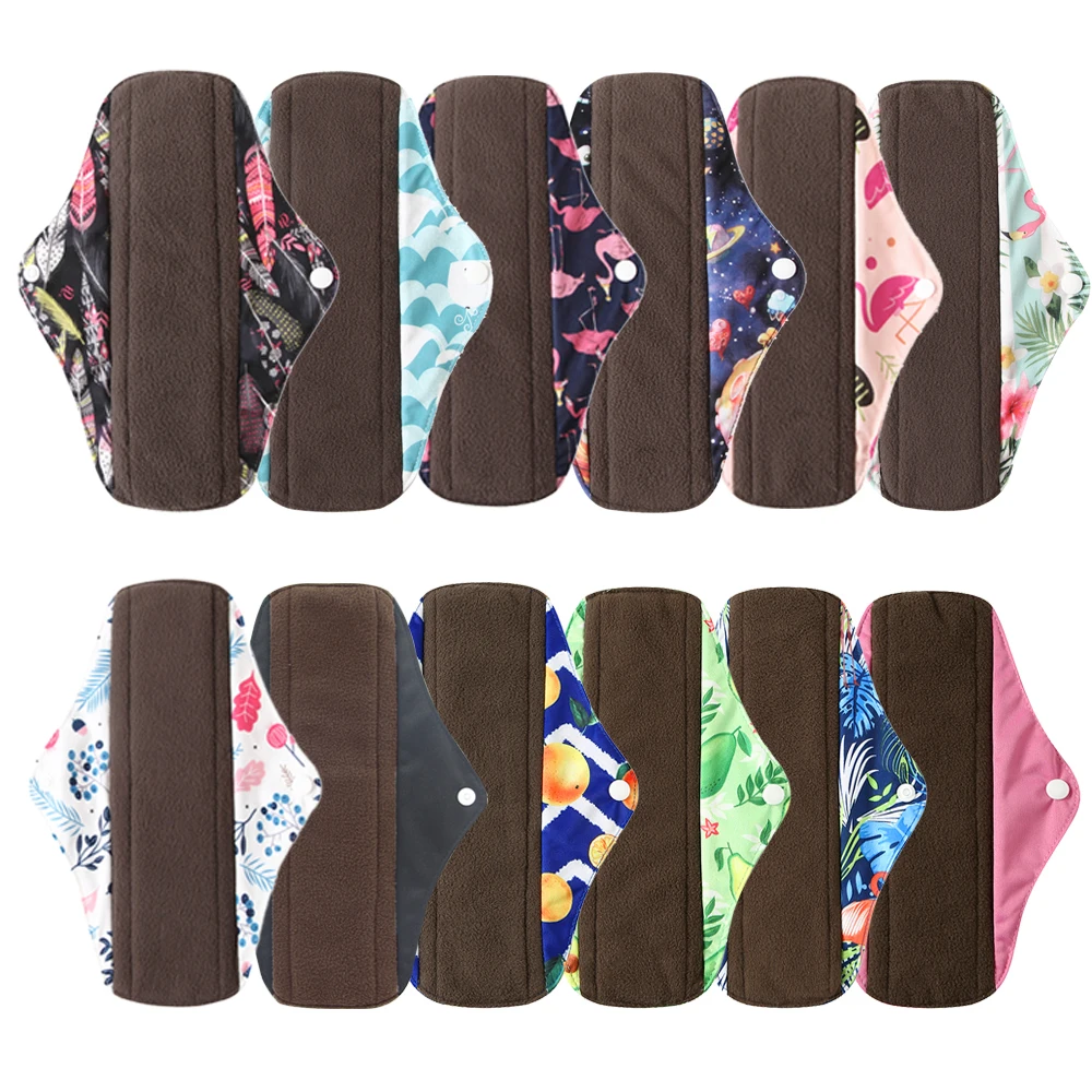 Sanitary Pads Organic Bamboo Charcoal Washable Menstrual Panty Liner Leakproof Cloth Towel Reusable Period Feminine Hygiene Pads sanitary pads