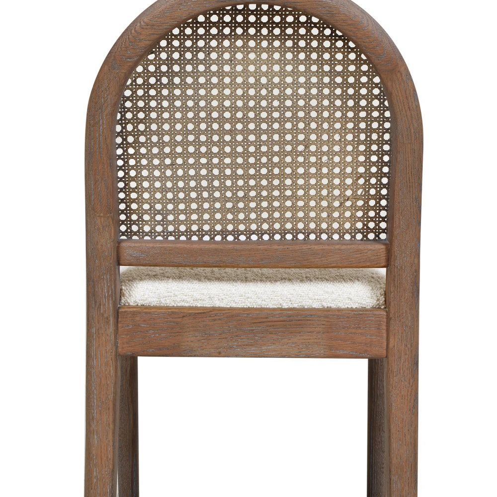 Panama 26.5" Curved Back Cane Rattan Counter Stool, Set of 2, Ivory White Boucle 3