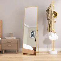 Прямоугольное зеркало для всего тела Comanlai, зеркало в полный рост с рамой из алюминиевого сплава, стоящее или наклонное, напольное зеркало для спальни — изображение 3
