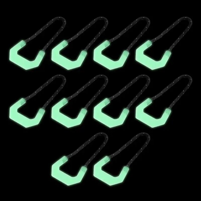 10Pc Luminous Zipper Pull Rope Glow In The Dark Zipper Head Anti-lost Backpack Clothes Jackets Slider DIY Repair Kit Sewing Tool zipper puller