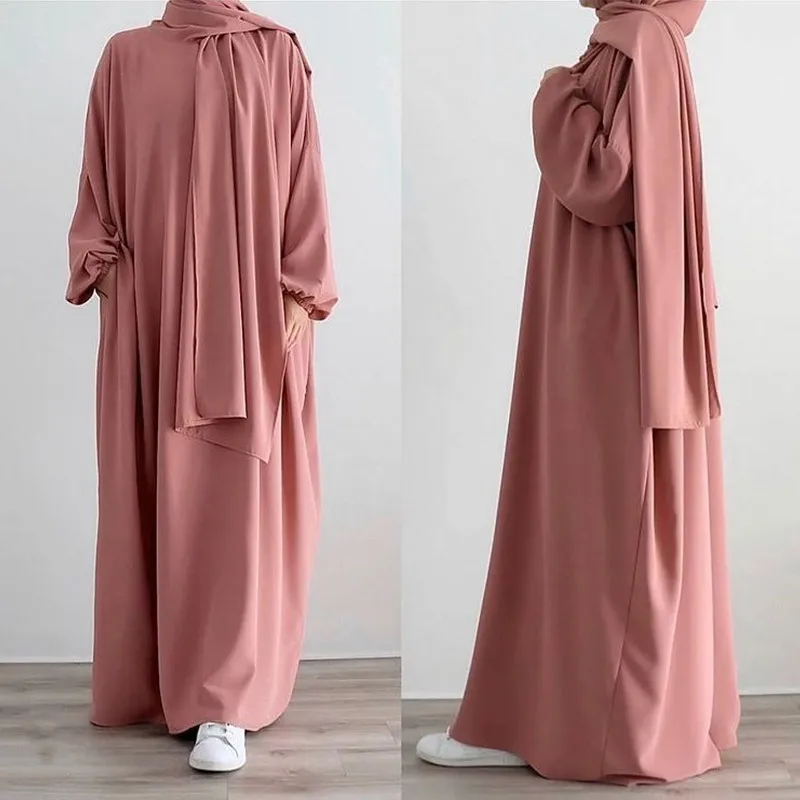 

Abaya с капюшоном Jilbab женское исламское длинное платье Рамадан Eid цельная деталь Женская мода кафтан мусульманский хиджаб Халат