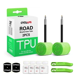 Ultralight TPU Bike Inner Tube with French Valve and Tire Repair Tools for 45mm (2 PCS in the Box)