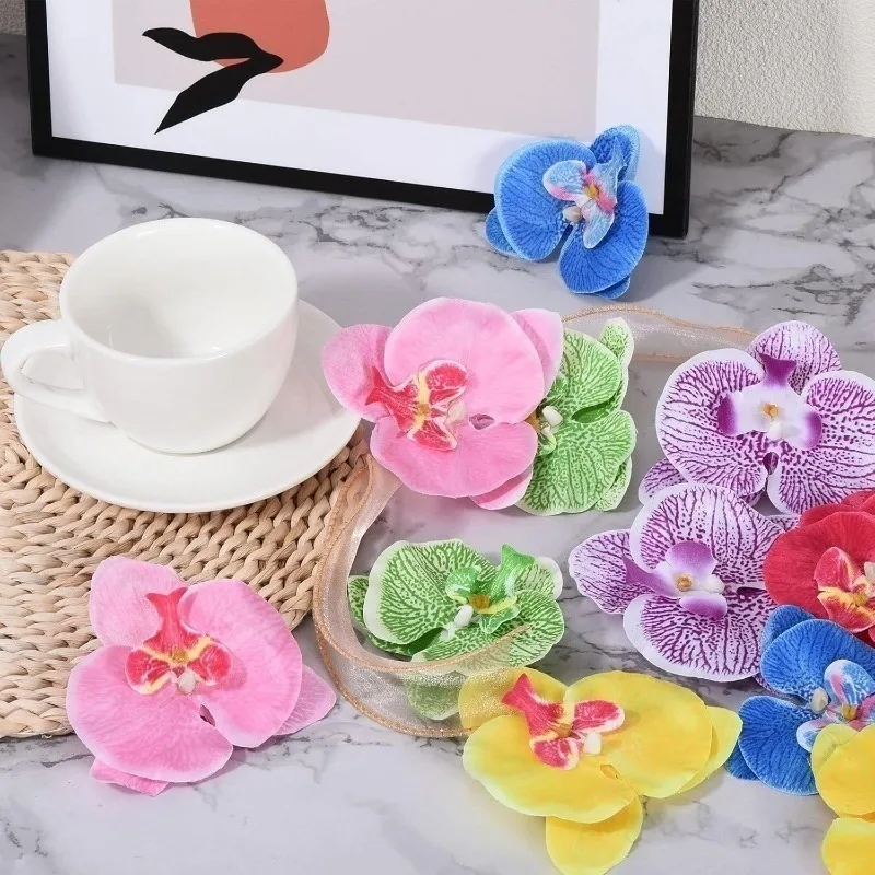 Set of 10 Elegant Butterfly Orchid Silk Blooms