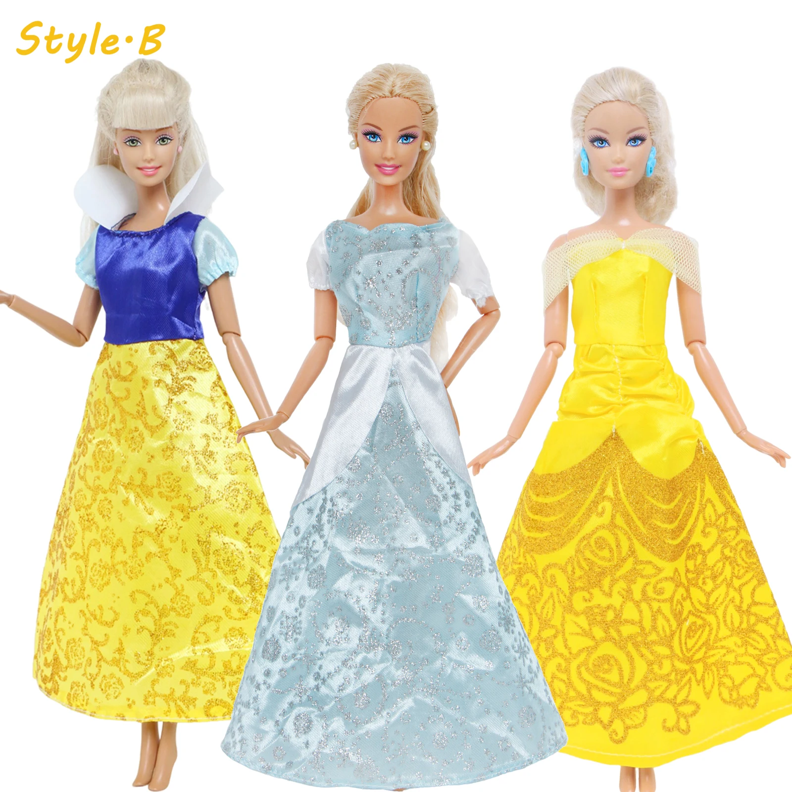 3 Sets Fairy Tale Classic Princess Doll Dresses COSPLAY Party Gown Clothes for Barbie Doll Accessories Kids Dollhouse Toys doll accessories doll clothes doll clothes accessories barbie doll clothes