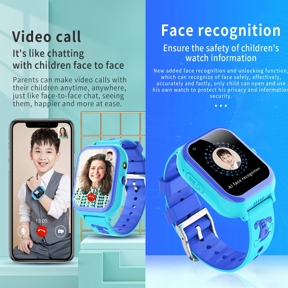 Reloj inteligente 4G para niños con rastreador GPS y llamadas, pantalla  táctil HD, reloj de teléfono celular para niños, combina SMS, voz