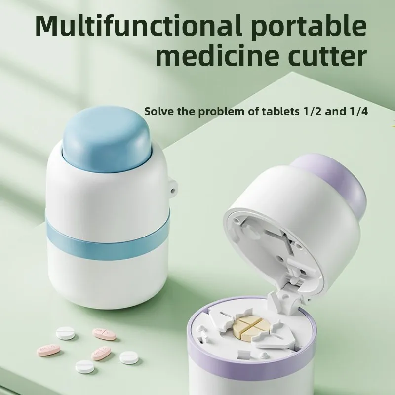 Pill Cutter for Cutting Small/Big Pills in Half & Quarter Travel Pill Organizer Case Medication Vitamin Organizer Medicine Box