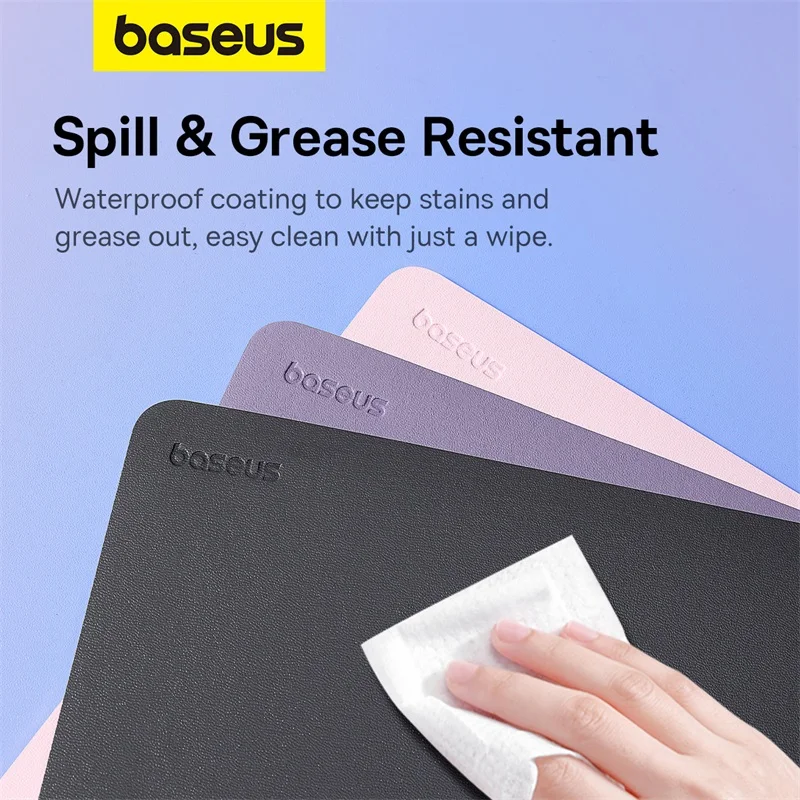 Baseus-couro pu Anti-slip Impermeável Mouse Mat Cor Simples Mouse Pad Material Escolar Acessórios de Escritório Mesa Grupo 26*21cm - Imagem 3