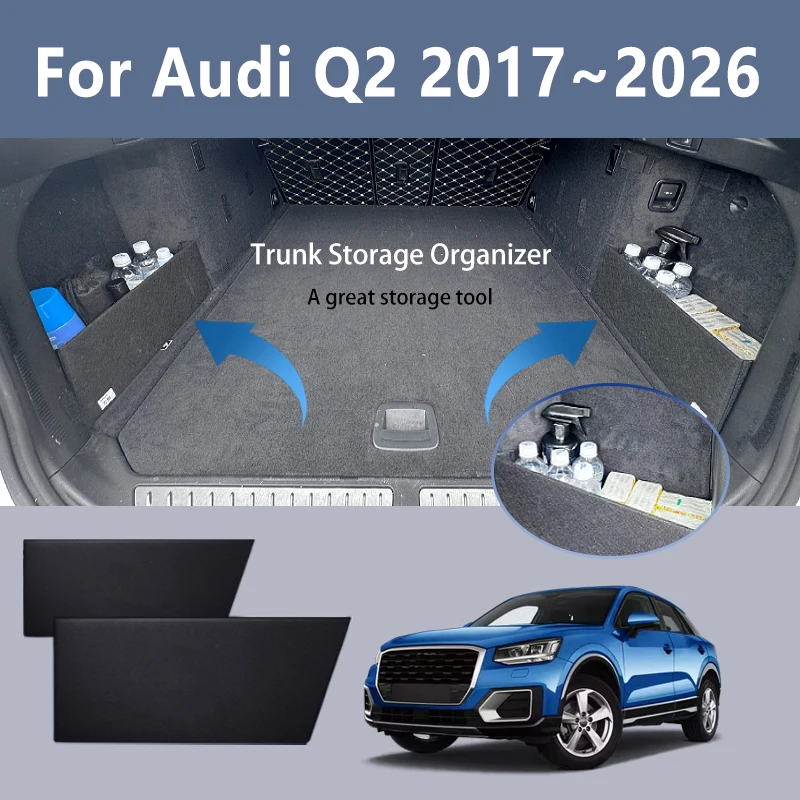 Pour Audi Q2 2017~2026 : Organisateur de coffre multifonctionnel 25 compartiments, épaissi, pour rangement intérieur de voiture, accessoires automobiles