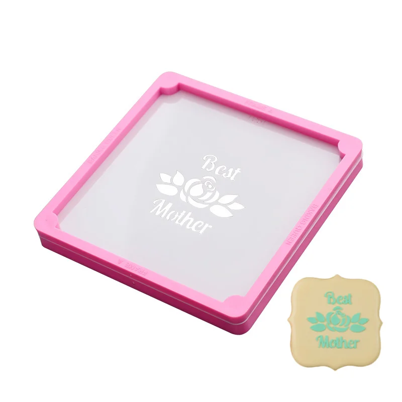 Fondant Icing Cookie Stencil Fixing Frames Happy Birthday Sugar Cookies Baking Magnetic Biscuit Stencil Holder