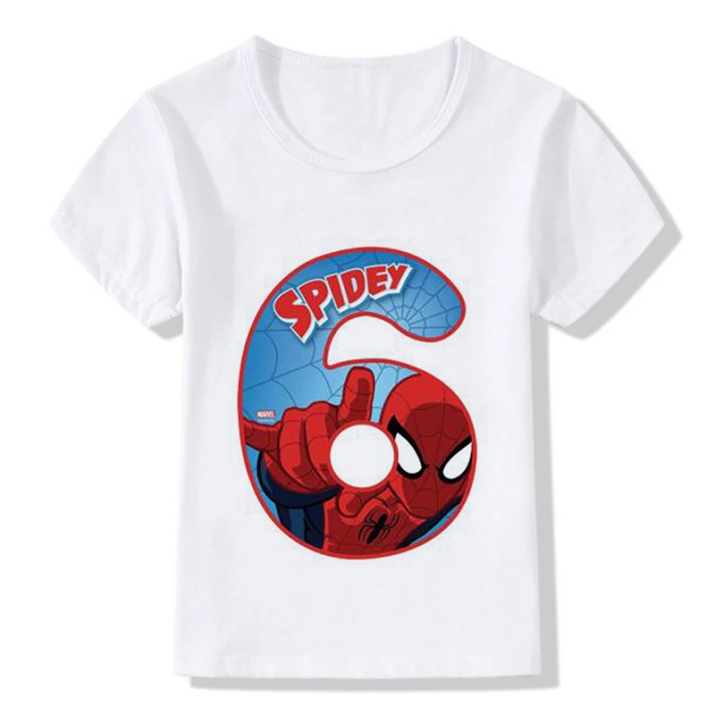 New Children Boy Disney spiderman My 0-9th Birthday Number Print Name T-shirt Birthday Gift Present Clothes Baby Letter Tops Tee vintage t shirts