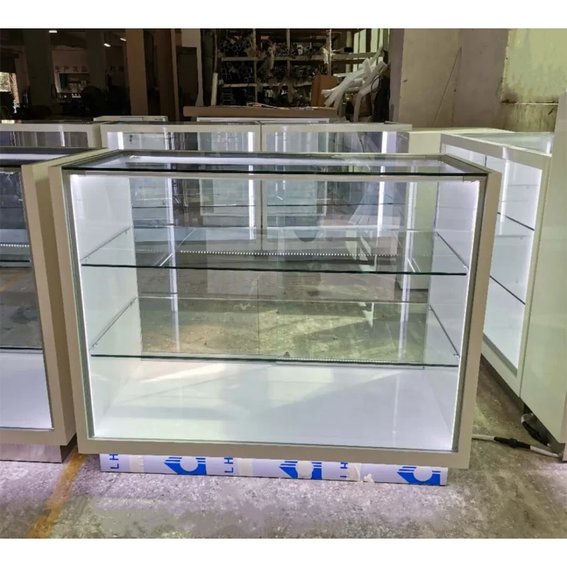 Custom, cheap display showcase with LED retail glass display cabinet fashionable display