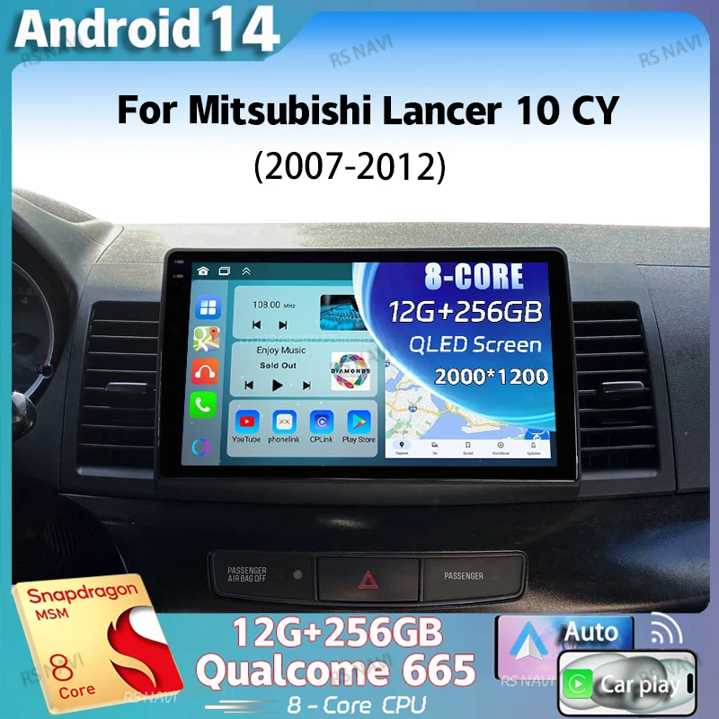 

Android 14 For Mitsubishi Lancer 10 CY 2007 - 2012 2K QLED Stereo Car Radio Multimedia Video Player GPS 4G CarPlay