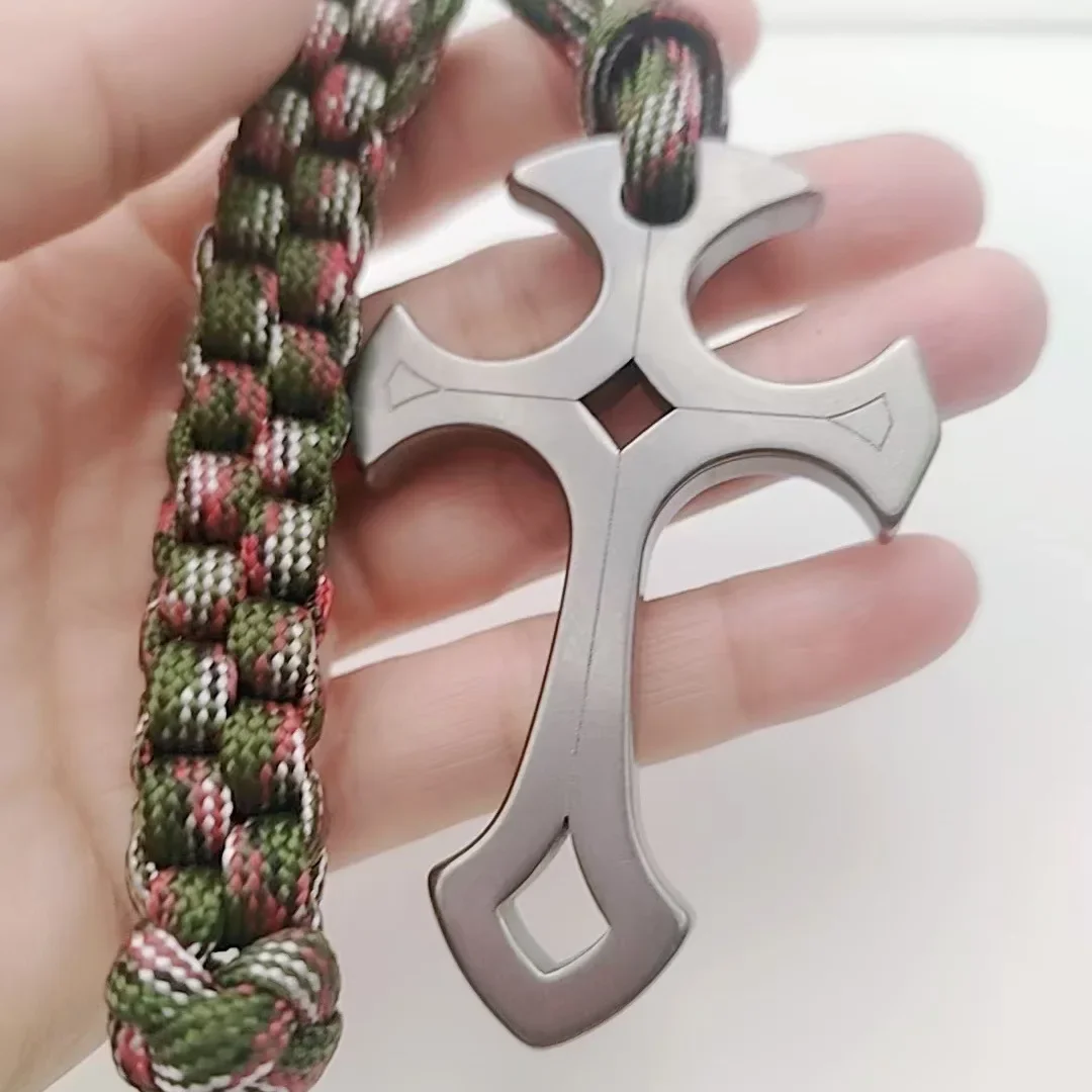 SUPERTOOL Ciondolo In Corda Di Titanio TC4 – Pendente A Forma Di Lama Per Collana O Portachiavi, Attrezzatura EDC Per Campeggio E Outdoor – Lega Di Titanio Leggera E Anallergica - 4