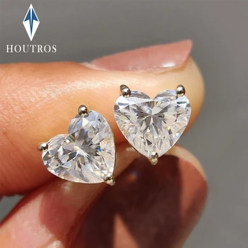 1-4Carat Heart Cut Moissanite Stud Earrings with GRA Certificate 925 Sterling Silver Heart Solitaire Ear Stud for Women Jewelry 1
