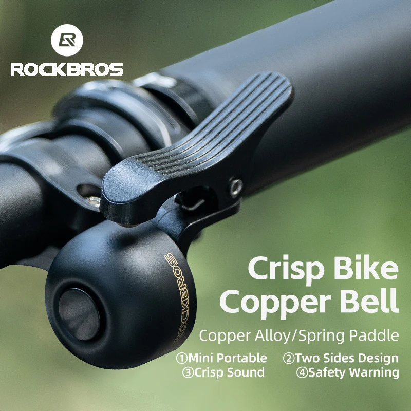 

ROCKBROS Bike Bell Horn Handlebar Copper Alloy Ring High Decibel Crisp Sound Warning Safety Alarm Bicycle Bell Bike Accessories