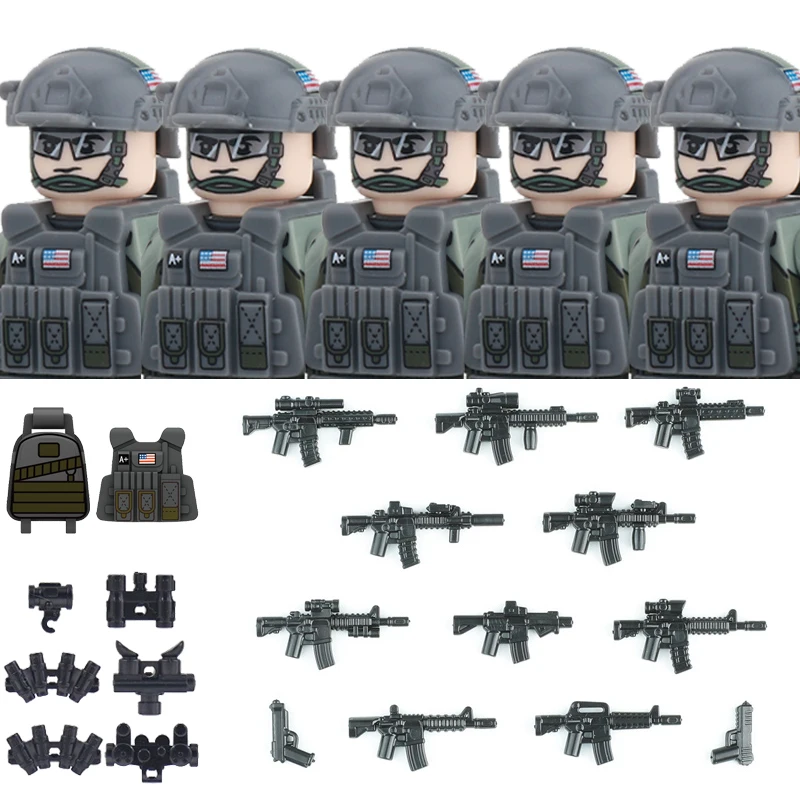 Militärisches Spezialpolizei-Einsatzteam Armee-Bausteine US SEAL Deutsche KSK Spezialeinheiten Soldatenfiguren Waffen Bausteine Spielzeug