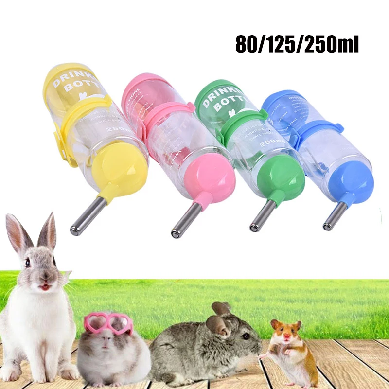 

1pcs 80/125/250ml Plastic Hamster Drinker Water Bottle Dispenser Feeder Hanging Pet Dog Guinea Pig Squirrel Rabbit Drinking Head