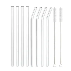 Eco-Friendly Reusable Glass Smoothie & Milkshake Straw Set (8pcs Mixed)