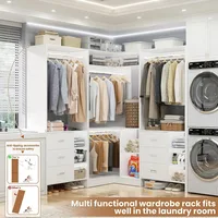 Closet System with 6 Drawers, 4 Hanging Rods & Corner Tower, Corner Closet System with Hanging, 92.6" L-Shaped Walk-In Wardrobe 2
