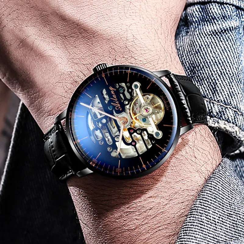 AILANG Nuovo di zecca, orologio meccanico alla moda per uomo, cinturino in pelle, impermeabile, luminoso, automatico, tourbillon_voghion.com