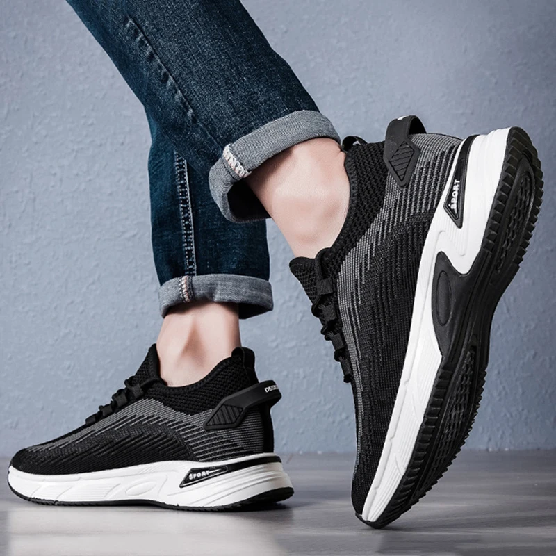 Summer Men's Invisible Height Increasing Shoes 8cm Breathable Mesh Comfortable Inner Height Increasing Shoes Casual Sneakers New