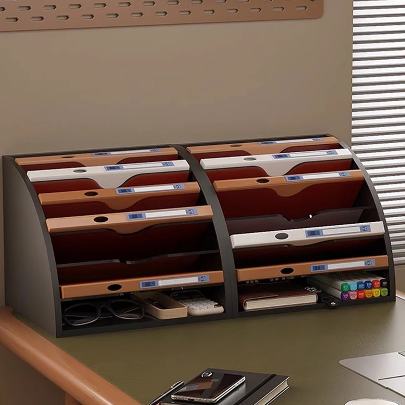 Fan Shaped File Rack Office Desk Storage Rack Multi Layer Frame Data Archive Books Vertical Layered Storage Furniture FYMR