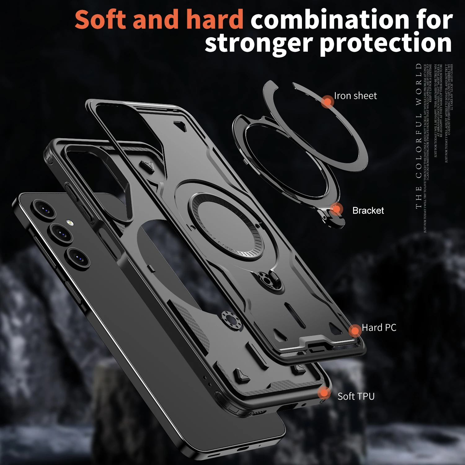 Armor Magsafe Magnetic Wireless Charging Case with Metal Ring Holder Back Cover