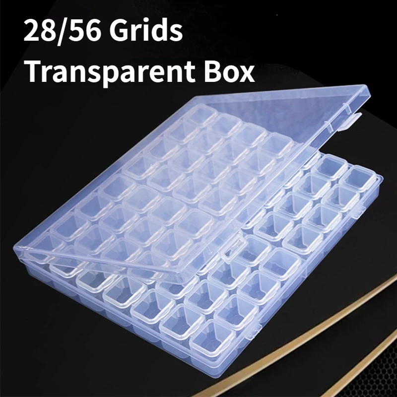 56 Grids Plastic Jewelry storage box storage Detachable transparent Pill  box of Diamond Painting Accessories for DIY Craft