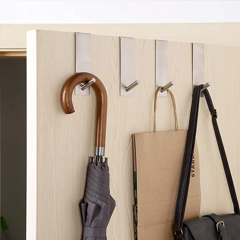 Stainless Steel Hook Double-Sided Metal Non-Stick Easy Storage Clothes Hook Back Hanging Double Bathroom Glass Door
