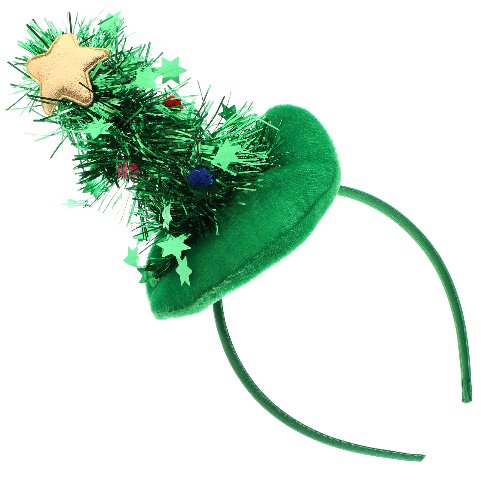 

1pcs Christmas Tree Hat Headband, Shiny Xmas Tree Hair Hoops Colorful Balls and Star Hat Holiday Hair for Christmas Party