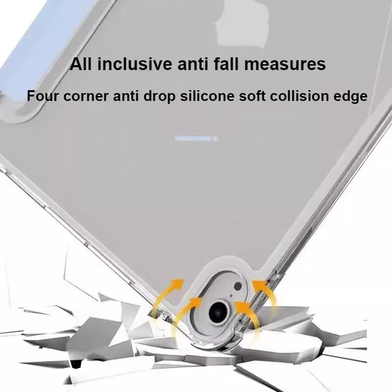 Clear Pen Slot Tablet Case with Three-Fold Leather Cover
