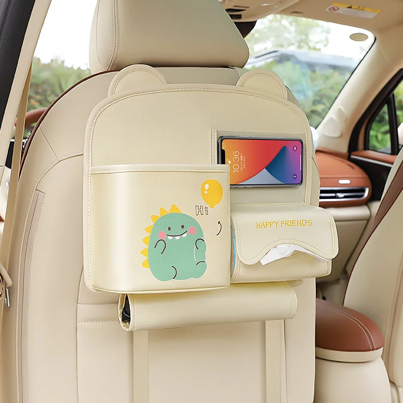 Car Multifunctional Storage Bag Cartoon Style Seat Back Tissue Umbrella  Storage Hanging Bag Car Leather Storage Supplies New