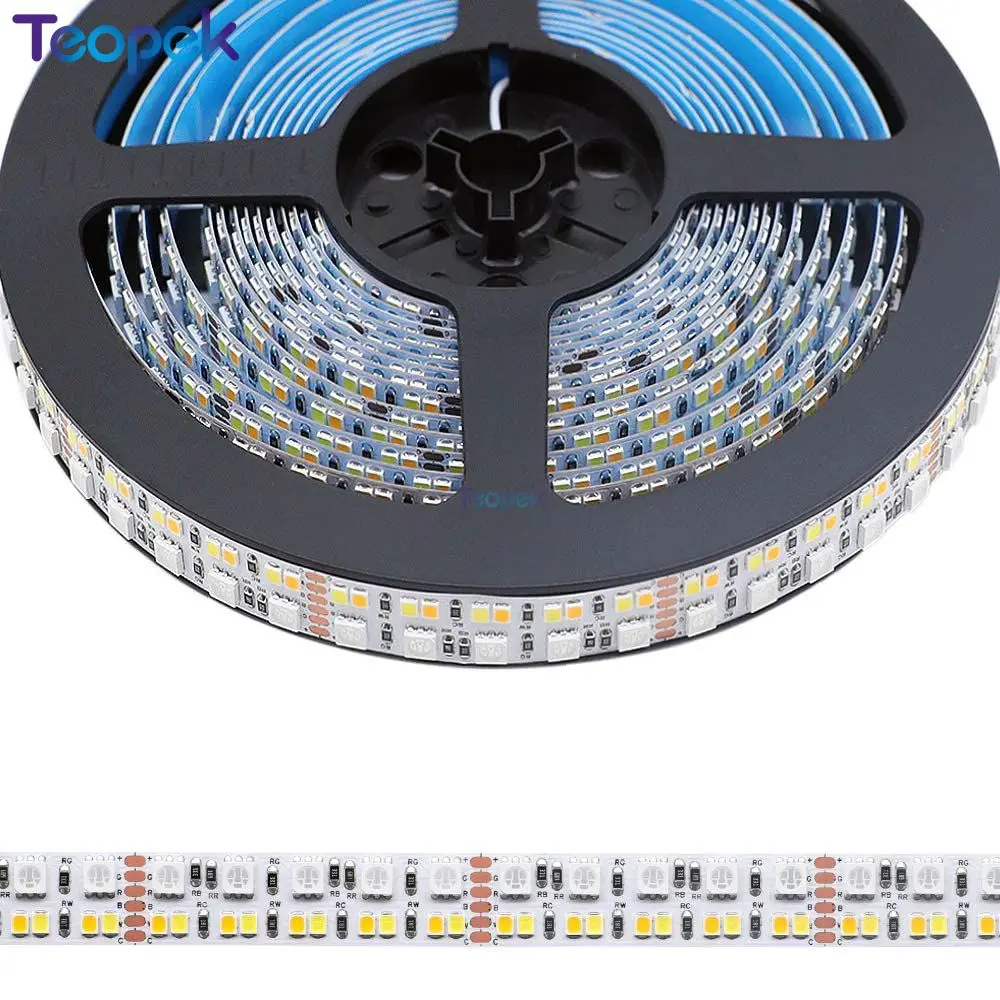 Super Bright RGB+CCT Flexible Led Strip Lights 270LEDs/m 5050 RGB + 2835 Warm /Cool White Double Row LED Tape DC24V 15mm PCB