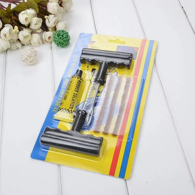 Tire Repair Kit 6pcs/Set Car Rubber Strip Tubeless Tyre Puncture Studding Plug Set for Truck Motorcycle